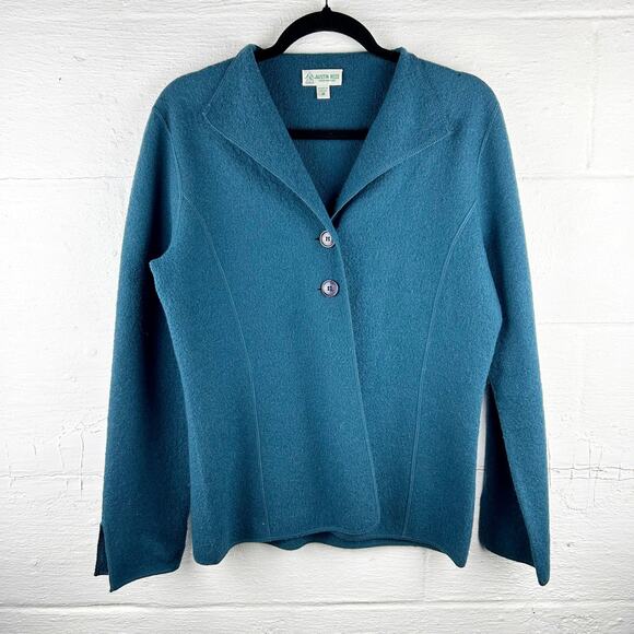 Vintage Austin Reed Blue 100%‎ Wool Sweater Size Medium - Picture 1 of 7